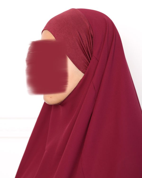Khimar court en crêpe pointu khimar triangle khimar pas cher mon hijab pas cher rouge bordeaux